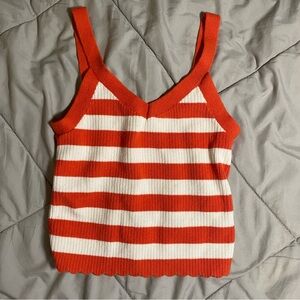 Striped Orange and White Women's Tank Top